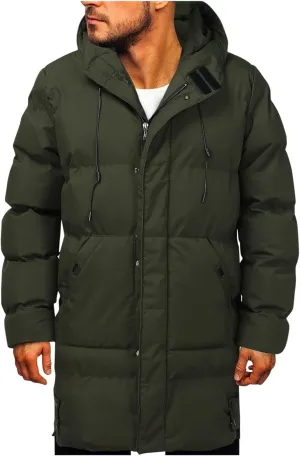 Long Hooded Puffer Jacket for Men Winter Parka Jackets Big and Tall Outwear Heavyweight Down Jacket Windproof Jackets