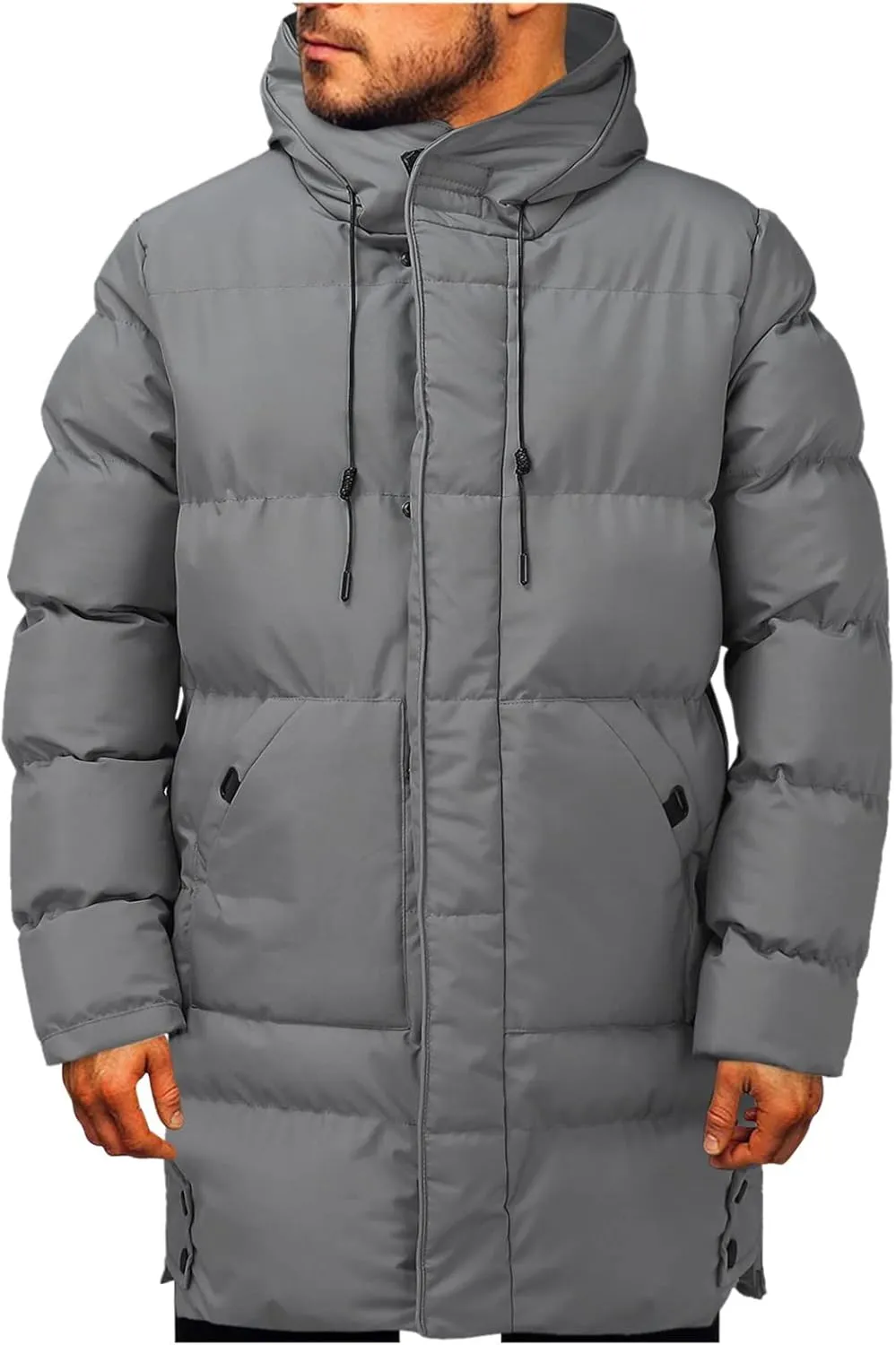 Long Hooded Puffer Jacket for Men Winter Parka Jackets Big and Tall Outwear Heavyweight Down Jacket Windproof Jackets