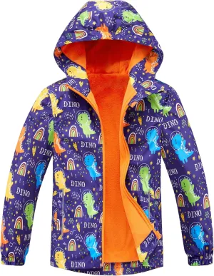 M2C Boys Outdoor Color Block Fleece Lining Windproof Jackets with Hood