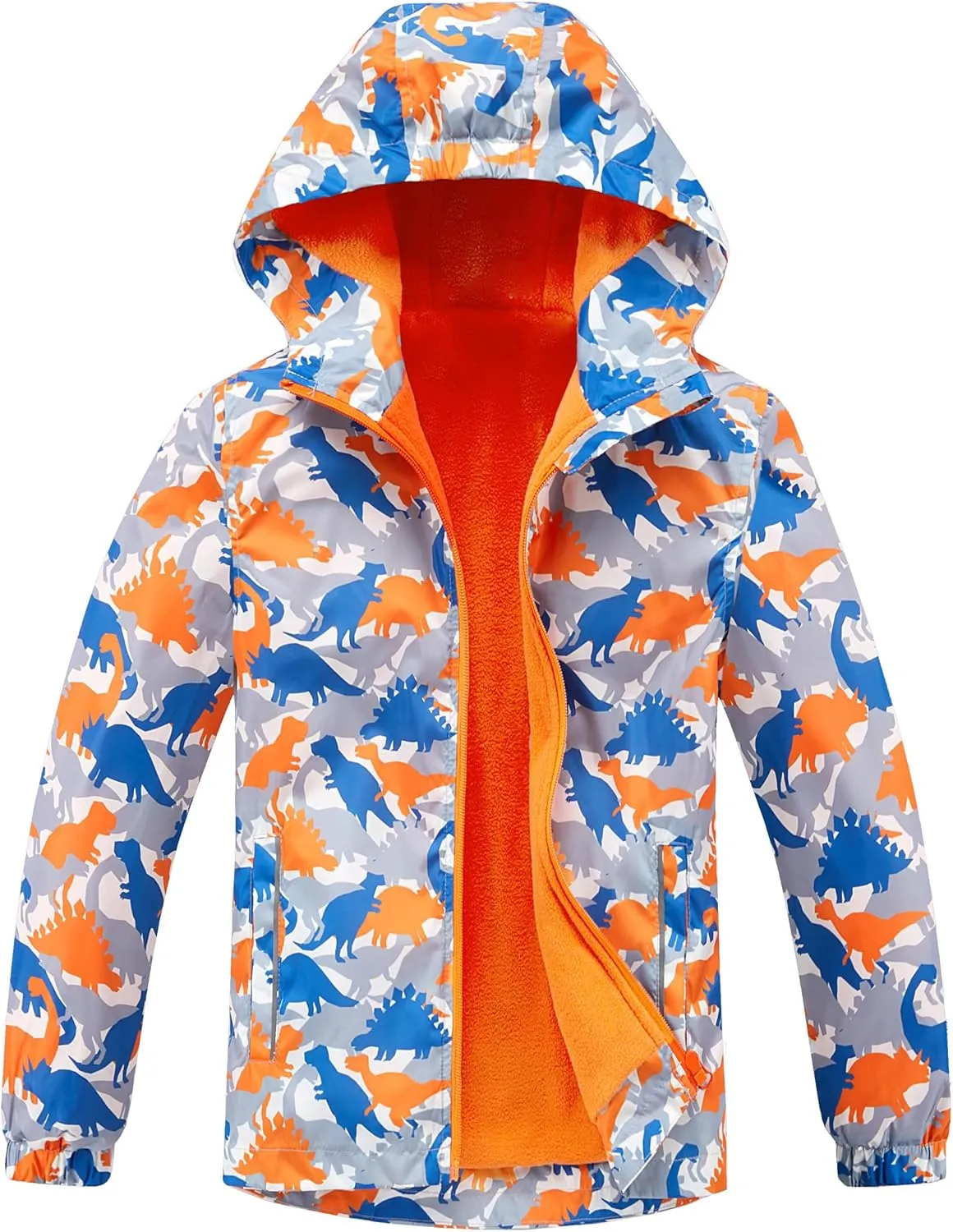 M2C Boys Outdoor Color Block Fleece Lining Windproof Jackets with Hood