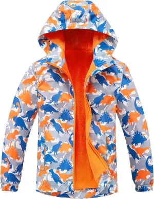 M2C Boys Outdoor Color Block Fleece Lining Windproof Jackets with Hood