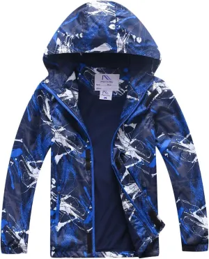 M2C Boys Outdoor Color Block Fleece Lining Windproof Jackets with Hood