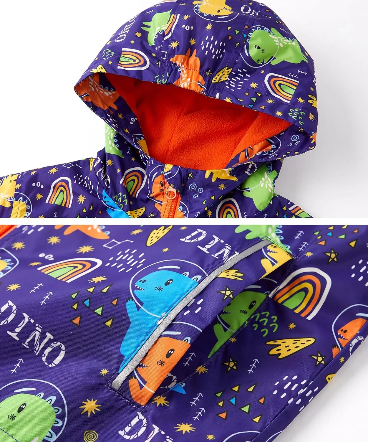 M2C Boys Outdoor Color Block Fleece Lining Windproof Jackets with Hood