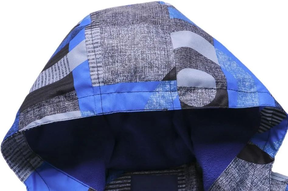 M2C Boys Outdoor Color Block Fleece Lining Windproof Jackets with Hood
