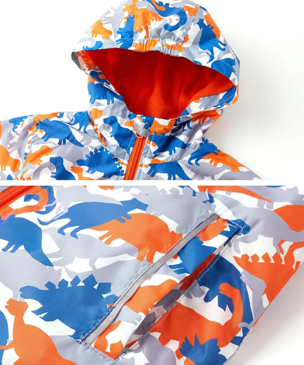 M2C Boys Outdoor Color Block Fleece Lining Windproof Jackets with Hood