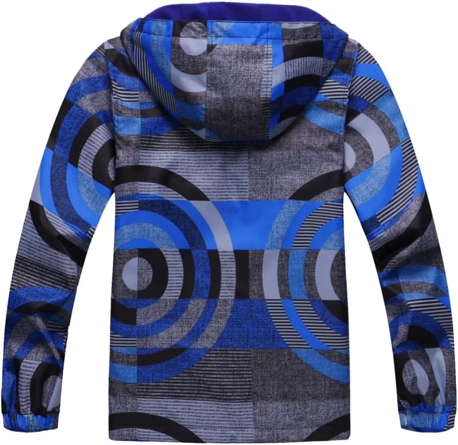 M2C Boys Outdoor Color Block Fleece Lining Windproof Jackets with Hood