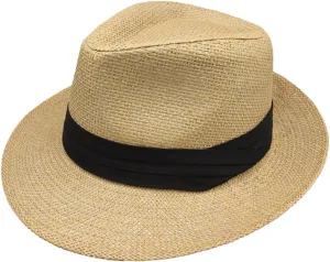 Men Women Panama Wide Brim Bucket Hat Jazz Straw Solid Colors Sun Hats Summer Beach Vacation Fisherman Cap