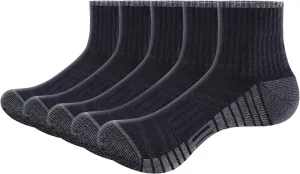Mens Ankle Gym Golf Tennis Training Athletic Socks For Men, Moisture Wicking Cotton Cushioned Quarter Crew Socks