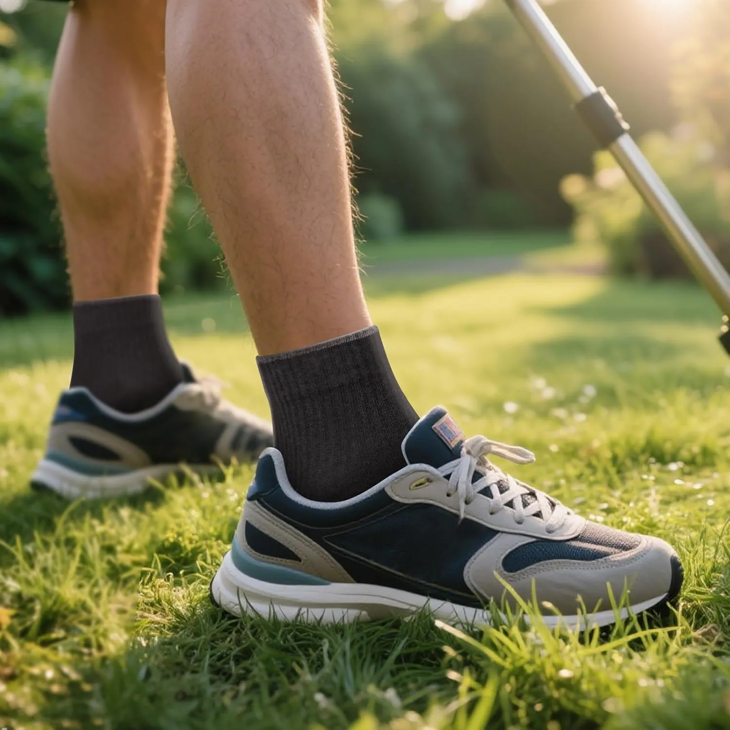 Mens Ankle Gym Golf Tennis Training Athletic Socks For Men, Moisture Wicking Cotton Cushioned Quarter Crew Socks