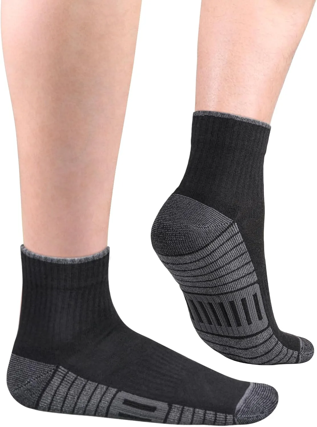 Mens Ankle Gym Golf Tennis Training Athletic Socks For Men, Moisture Wicking Cotton Cushioned Quarter Crew Socks