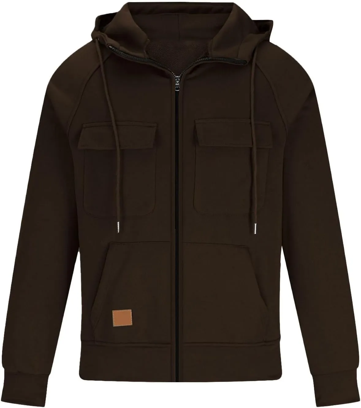 Mens Cargo Hoodies Casual Lightweight Full Zip Drawstring Tactical Hooded Sweatshirts Workout Athletic Jackets Outwear