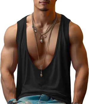 Men's Casual Tank Tops Deep V Neck Sleeveless Shirts Gym Workout Athletic Tees Moisture Wicking Quick Dry T Shirts