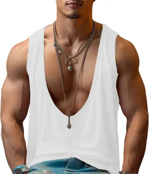 Men's Casual Tank Tops Deep V Neck Sleeveless Shirts Gym Workout Athletic Tees Moisture Wicking Quick Dry T Shirts