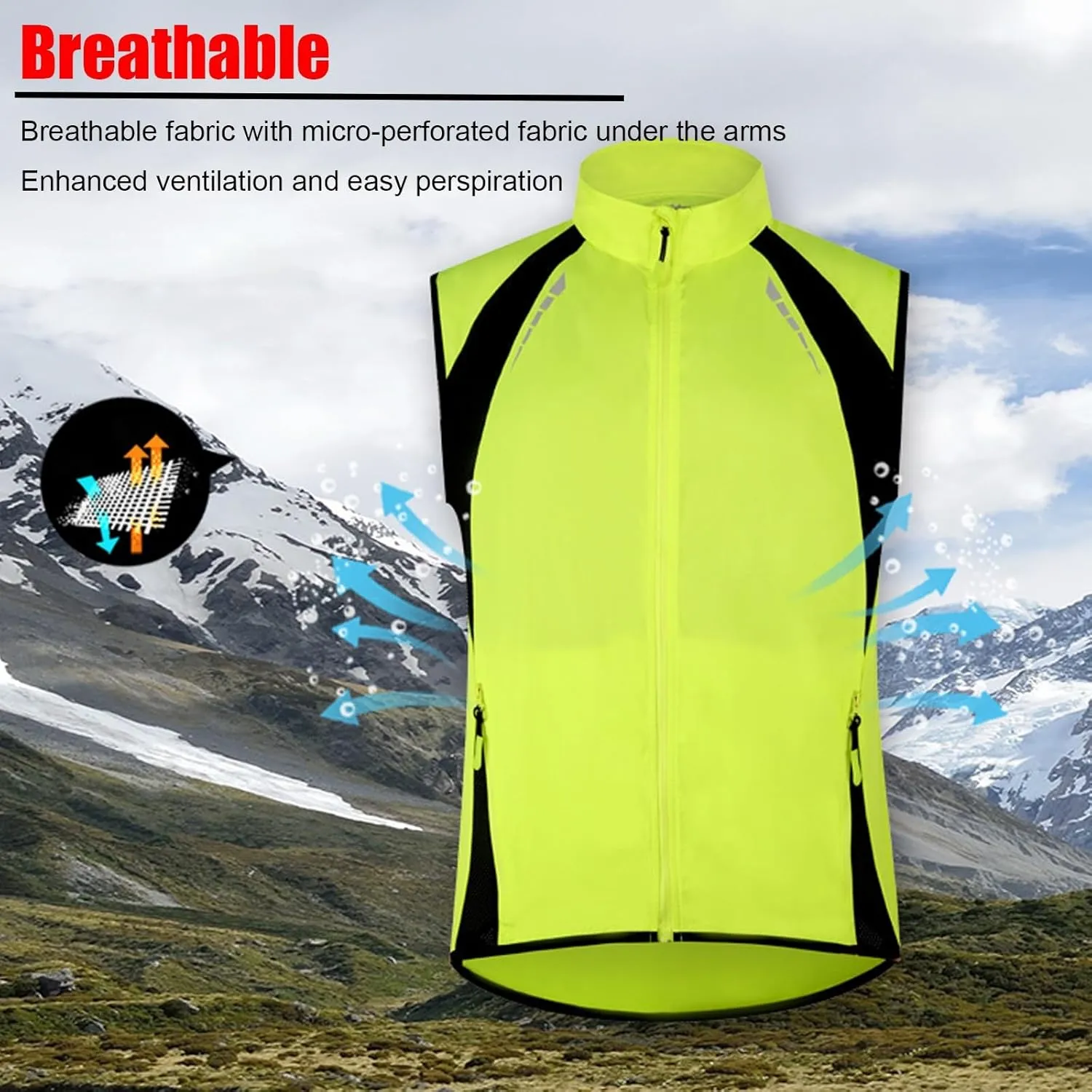 Men's Cycling Jacket Windproof Breathable Reflective Design for Cycling, Running, Outdoor Sports