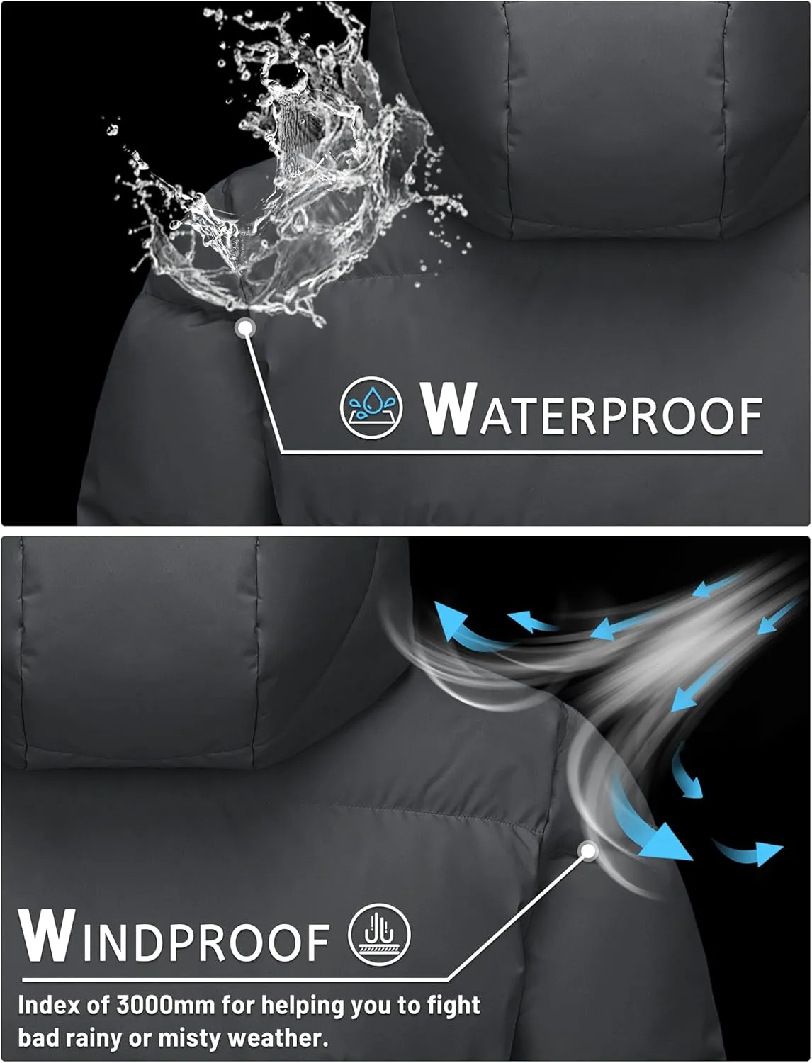 Men's Down Puffer Jacket Hooded Water-Resistant Windproof Jackets Full Zip Winter Thicken Thermal Puffy Coat
