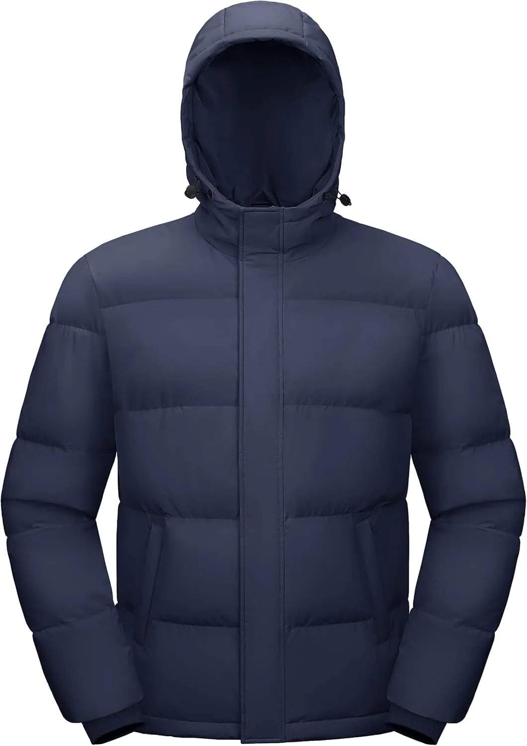 Men's Down Puffer Jacket Hooded Water-Resistant Windproof Jackets Full Zip Winter Thicken Thermal Puffy Coat