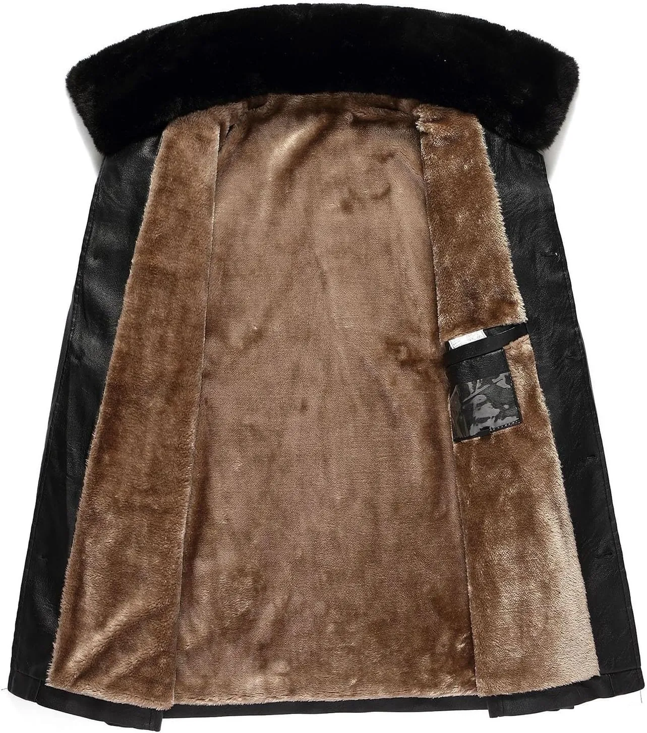Men's Faux Leather Bomber Jacket with Sherpa Collar Classic Fleece Lined Lightweight Casual Button Windproof Jackets