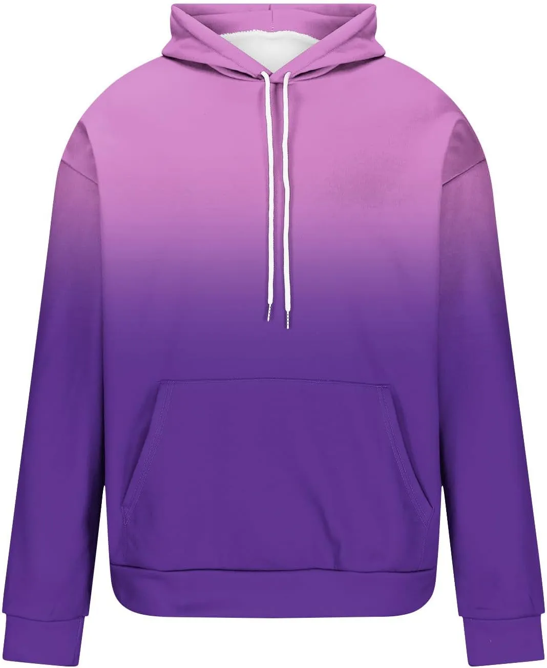 Mens Hooded Sweatshirts Ombre Gradient Running Workout Baggy Hoodies with Pocket Casual Loose Pullover Fall Tops