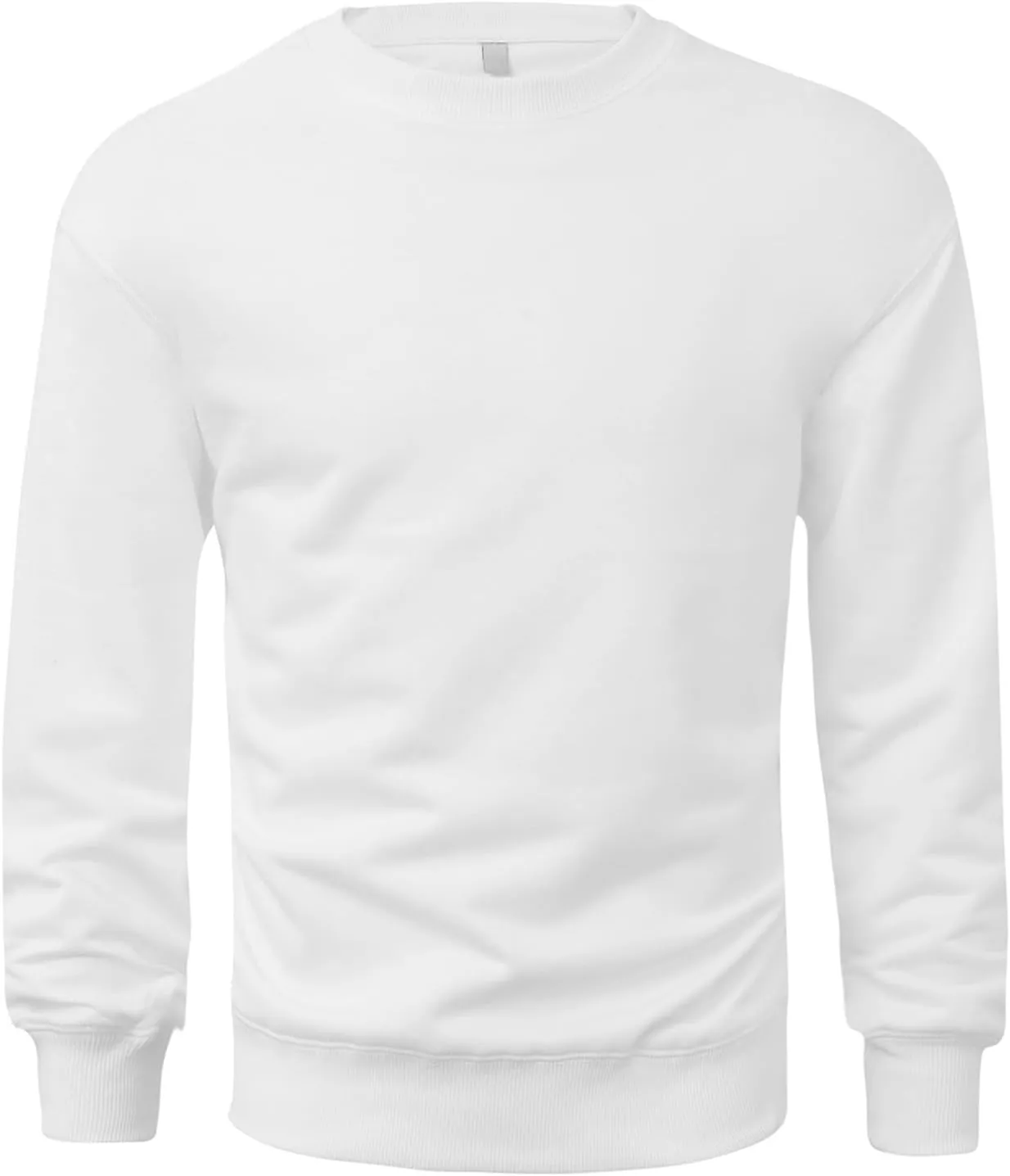 Mens Long Sleeved Pullover Sweatshirts Crew Neck Solid Color Regular Fit Tee Tops Fall Winter Casual Athletic Shirts