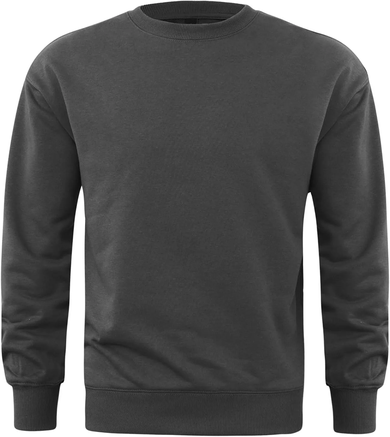 Mens Long Sleeved Pullover Sweatshirts Crew Neck Solid Color Regular Fit Tee Tops Fall Winter Casual Athletic Shirts