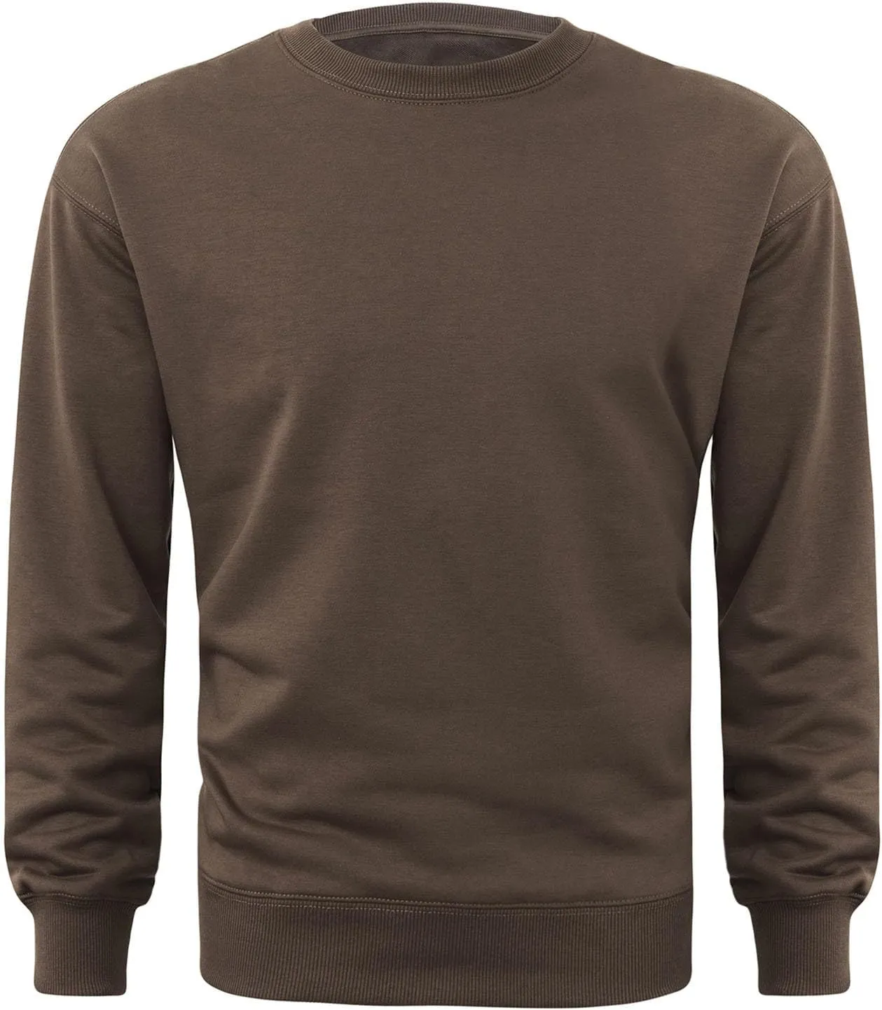 Mens Long Sleeved Pullover Sweatshirts Crew Neck Solid Color Regular Fit Tee Tops Fall Winter Casual Athletic Shirts