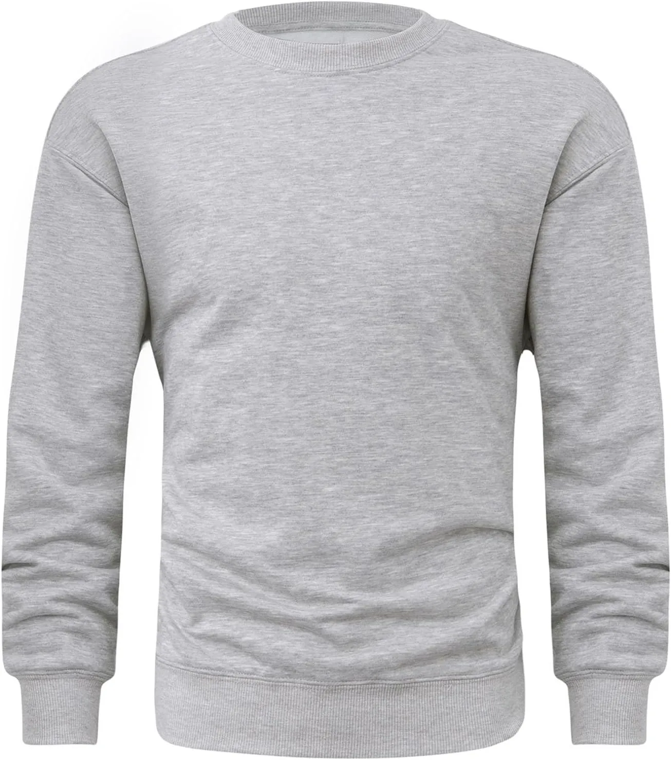Mens Long Sleeved Pullover Sweatshirts Crew Neck Solid Color Regular Fit Tee Tops Fall Winter Casual Athletic Shirts