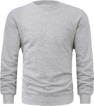 Mens Long Sleeved Pullover Sweatshirts Crew Neck Solid Color Regular Fit Tee Tops Fall Winter Casual Athletic Shirts