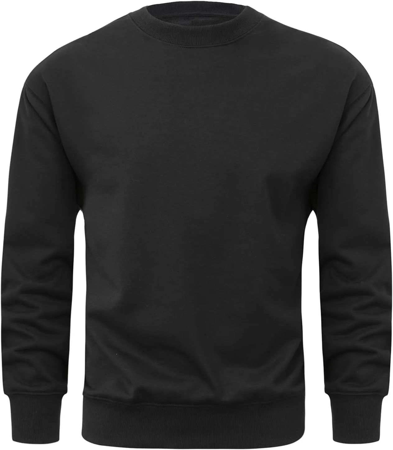 Mens Long Sleeved Pullover Sweatshirts Crew Neck Solid Color Regular Fit Tee Tops Fall Winter Casual Athletic Shirts