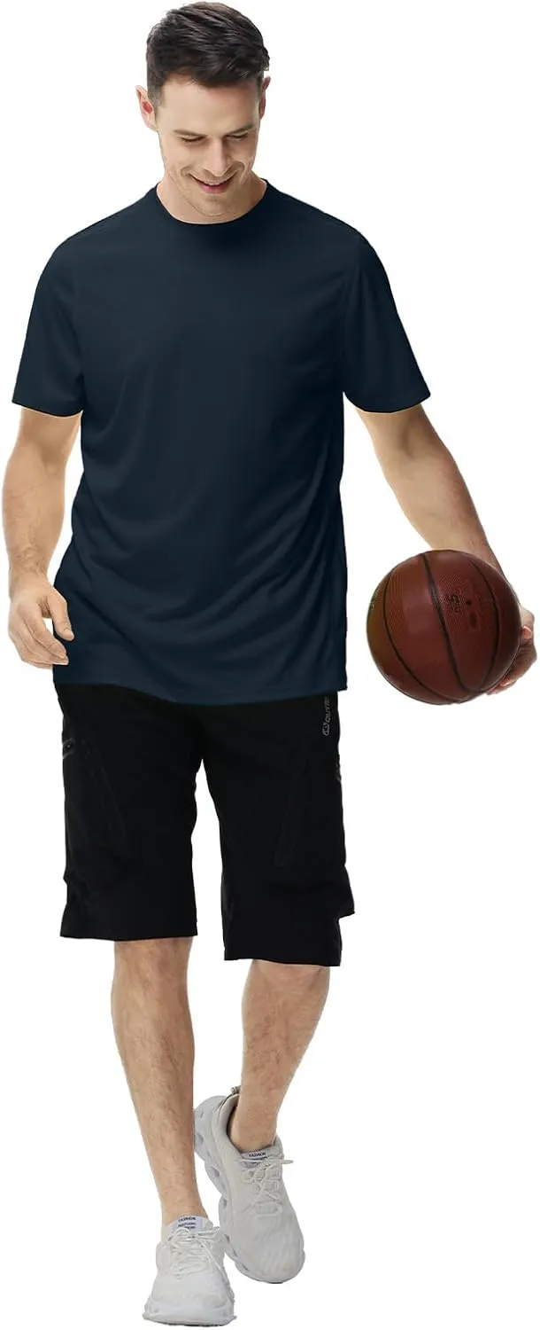 Mens Quick Dry Fit Mositure Wicking Athletic Performance T Shirt -Crewneck Outdoor Activewear Tops