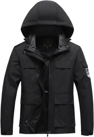 Mens Rain Jacket Windproof Jackets Waterproof Lightweight Mountain Sport Jacket for Men Hooded Windbreaker Raincoat