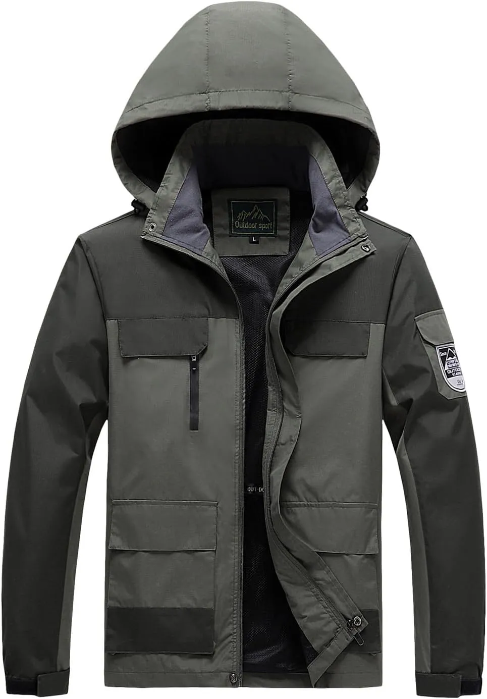 Mens Rain Jacket Windproof Jackets Waterproof Lightweight Mountain Sport Jacket for Men Hooded Windbreaker Raincoat
