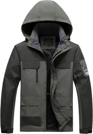 Mens Rain Jacket Windproof Jackets Waterproof Lightweight Mountain Sport Jacket for Men Hooded Windbreaker Raincoat