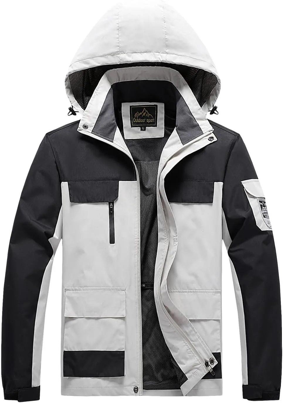 Mens Rain Jacket Windproof Jackets Waterproof Lightweight Mountain Sport Jacket for Men Hooded Windbreaker Raincoat