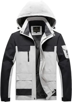 Mens Rain Jacket Windproof Jackets Waterproof Lightweight Mountain Sport Jacket for Men Hooded Windbreaker Raincoat