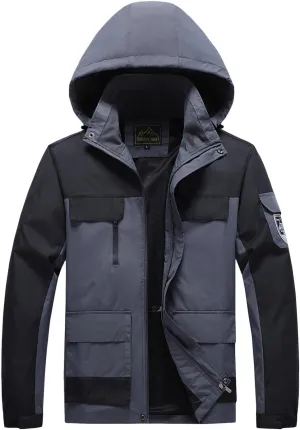 Mens Rain Jacket Windproof Jackets Waterproof Lightweight Mountain Sport Jacket for Men Hooded Windbreaker Raincoat