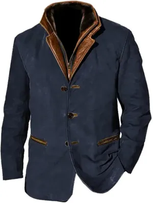 Men's Sherpa Jacket Vintage Workwear Winter Heavyweight Button Up Warm Fleece Coats With Pockets Fall, M-5XL