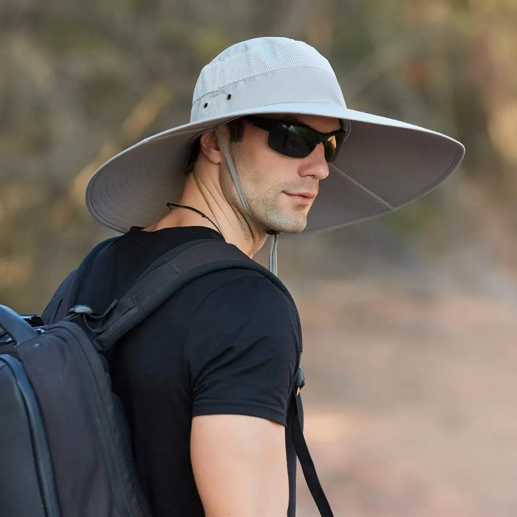 Men's Super Wide Brim Bucket Hat UPF50  Waterproof Sun Hat Summer Outdoor Safari Hat Fishing Hiking Boonie Hats