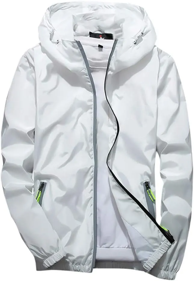 Men's Tactical Jackets Rain Jacket Windbreaker Lightweight Shell Raincoat With Hood Golf Hiking Travel, M-7XL