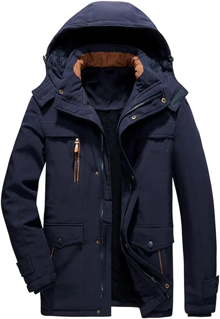 Mens Winter Military Parkas Fleece Thick Warm Parkas Windproof Jackets Hooded Windbreaker Cotton Jacket