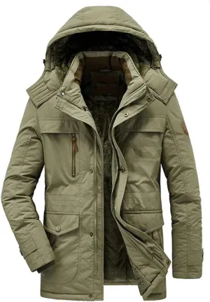 Mens Winter Military Parkas Fleece Thick Warm Parkas Windproof Jackets Hooded Windbreaker Cotton Jacket