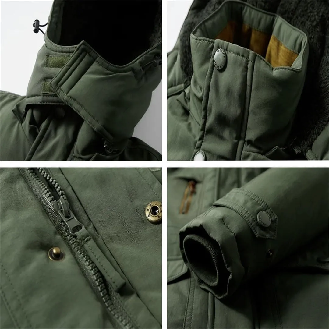 Mens Winter Military Parkas Fleece Thick Warm Parkas Windproof Jackets Hooded Windbreaker Cotton Jacket