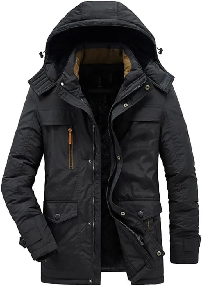 Mens Winter Military Parkas Fleece Thick Warm Parkas Windproof Jackets Hooded Windbreaker Cotton Jacket