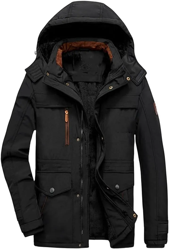 Mens Winter Military Parkas Fleece Thick Warm Parkas Windproof Jackets Hooded Windbreaker Cotton Jacket