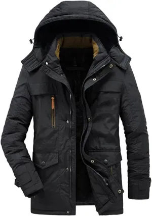 Mens Winter Military Parkas Fleece Thick Warm Parkas Windproof Jackets Hooded Windbreaker Cotton Jacket