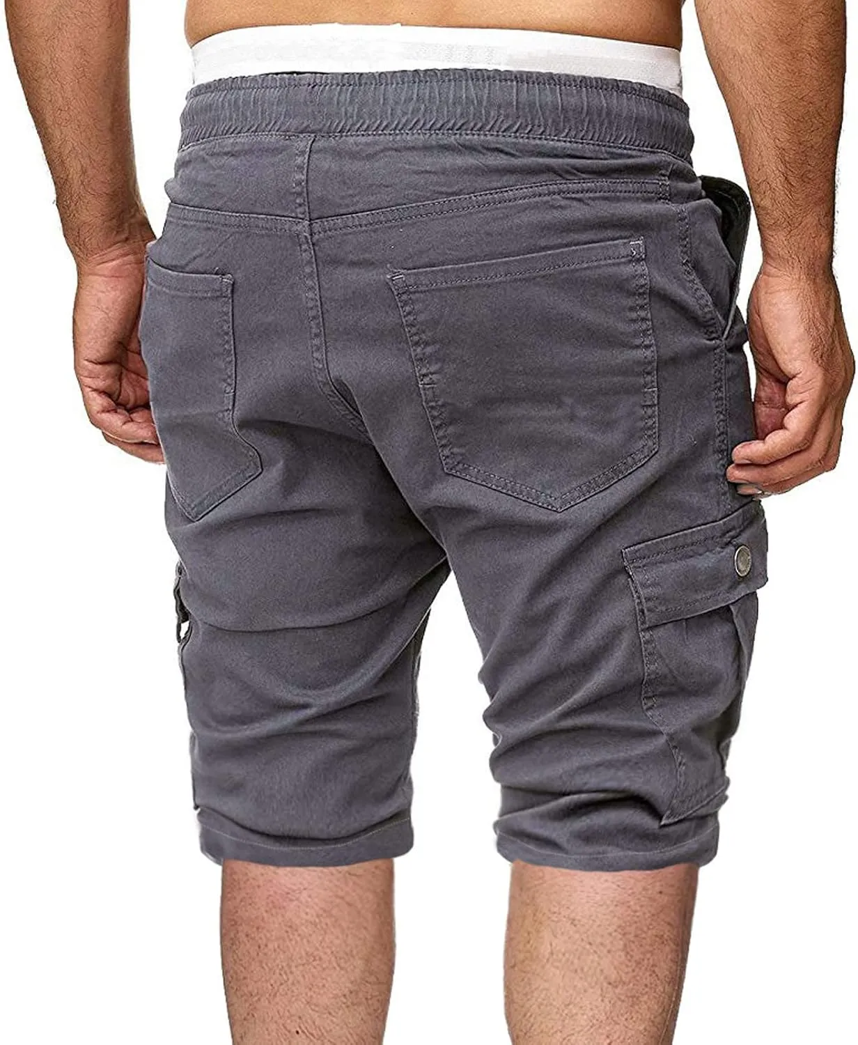 Men's Workwear Shorts with Multi Pockets Straight Leg Five Piece Cargo Pants Casual Sports Knee Length Shorts