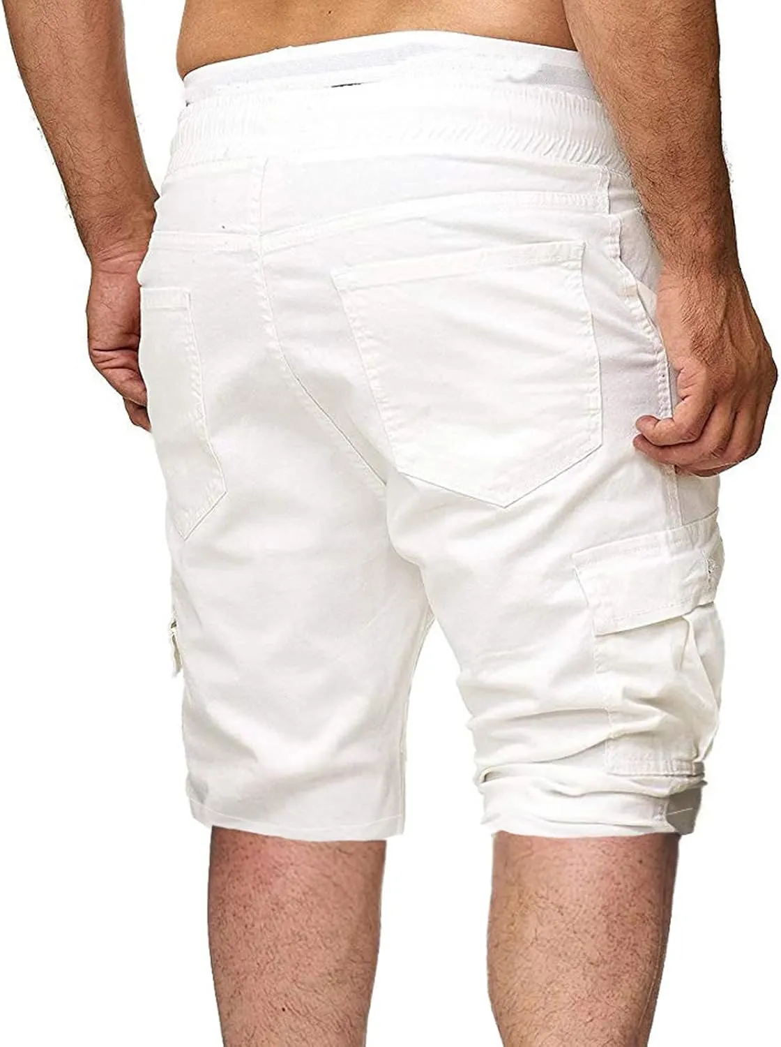 Men's Workwear Shorts with Multi Pockets Straight Leg Five Piece Cargo Pants Casual Sports Knee Length Shorts