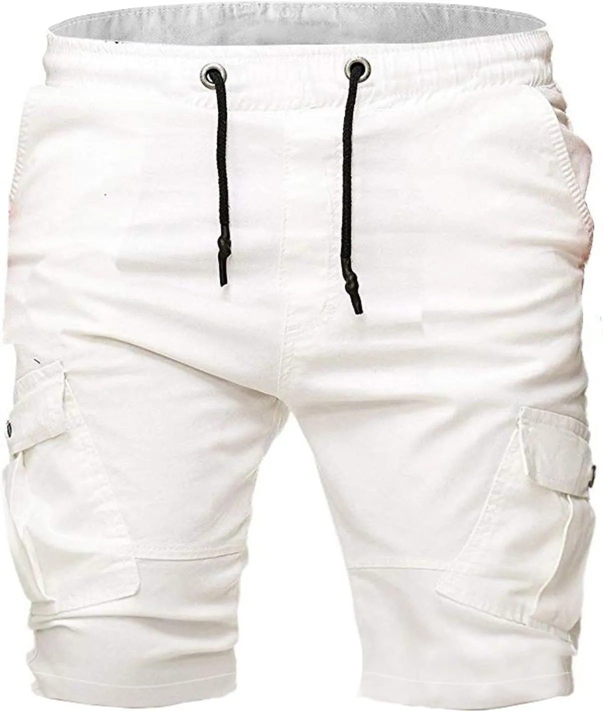 Men's Workwear Shorts with Multi Pockets Straight Leg Five Piece Cargo Pants Casual Sports Knee Length Shorts
