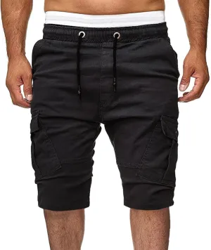 Men's Workwear Shorts with Multi Pockets Straight Leg Five Piece Cargo Pants Casual Sports Knee Length Shorts