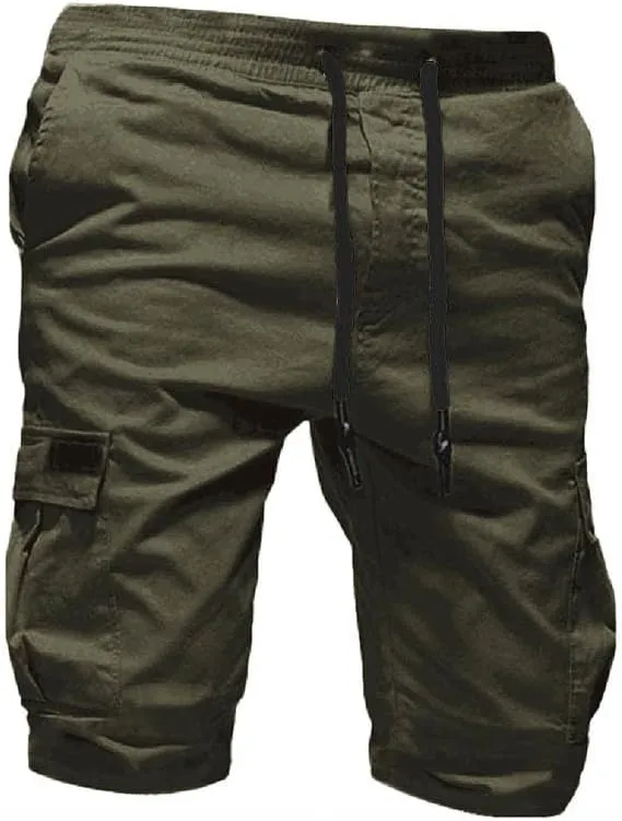 Men's Workwear Shorts with Multi Pockets Straight Leg Five Piece Cargo Pants Casual Sports Knee Length Shorts