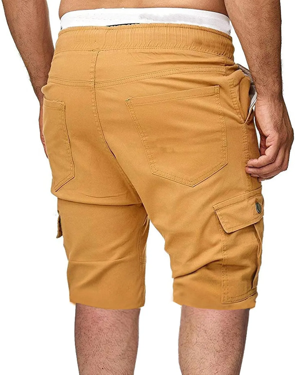 Men's Workwear Shorts with Multi Pockets Straight Leg Five Piece Cargo Pants Casual Sports Knee Length Shorts